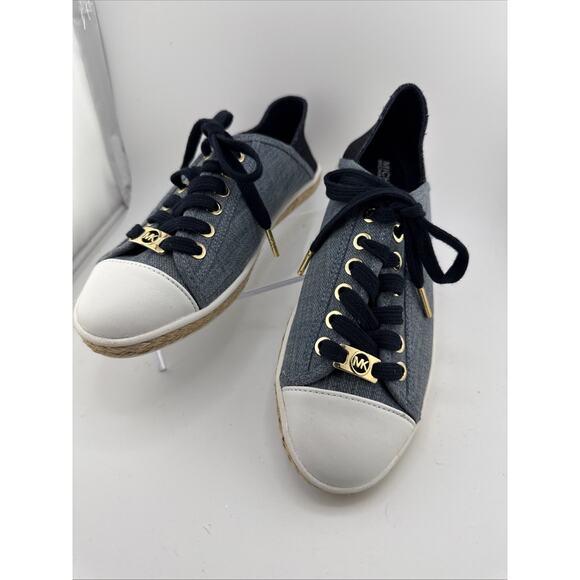 MICHAEL Kors Women’s size 6 Denim Kristy Slides Tie Sneaker W/‎ Gold Accents NIB - Picture 3 of 12